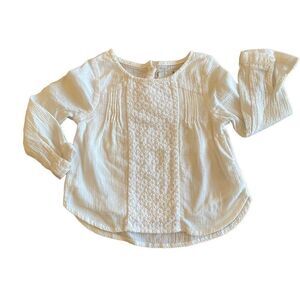 Oshkosh Genuine Kids Boho Style Gauze Blouse Off White Cream Infant Size 18 M